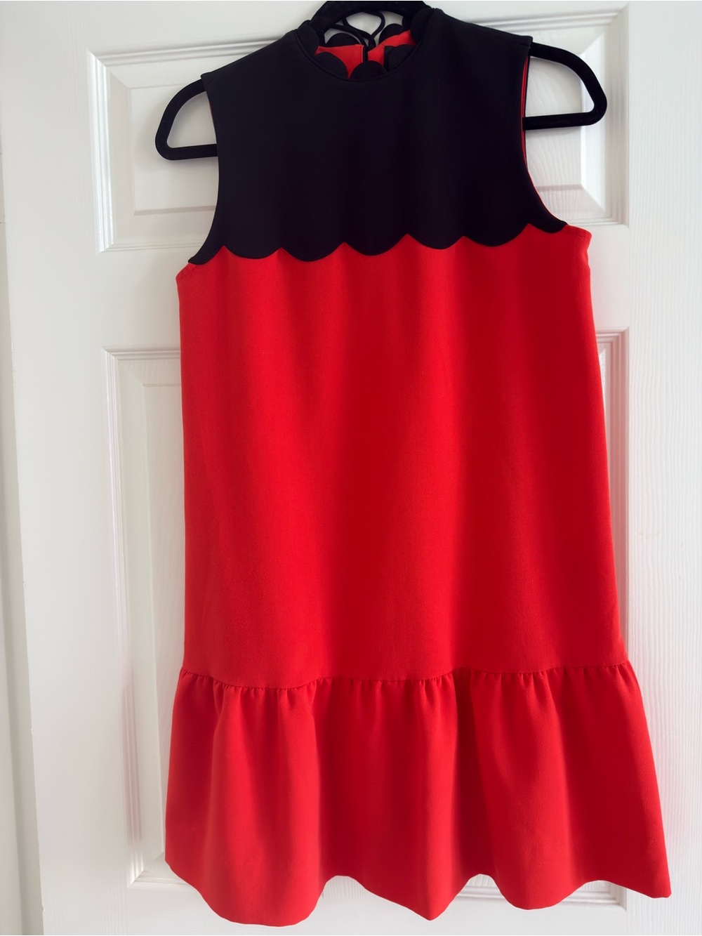Victoria Beckham Target Orange and Black Color block Scallop Sleeveless Dress